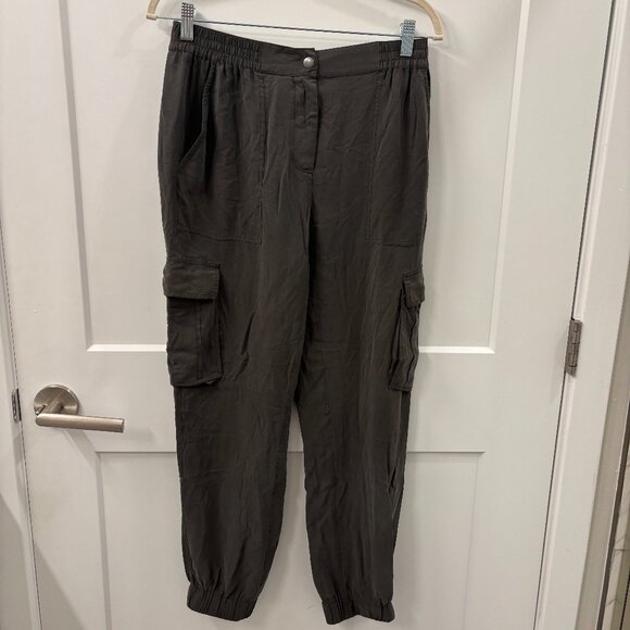 Go Silk Pants - Go Silk Green Silk Cargo Jogger Pants Size Small